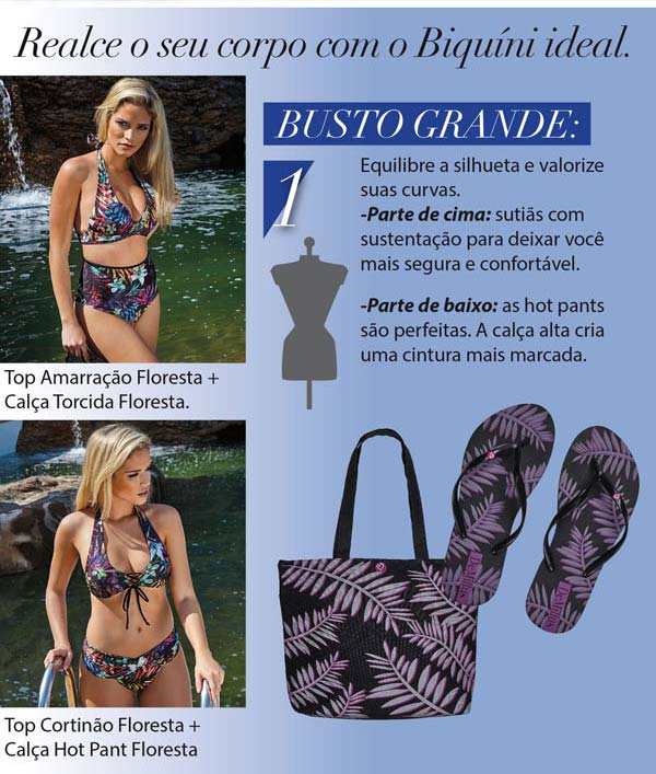 Busto Grande | Top Cortinão Floresta | Calça Hot Pants Floresta