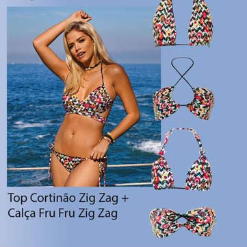 Sem Curvas | Top Cortinão | Calça Fru Fru Zig Zag